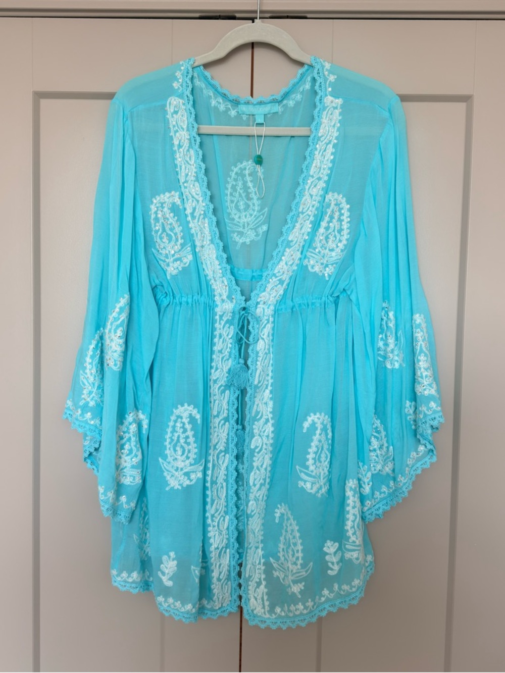 Melissa Odabash Turquoise Crochet-Trim Beach Cover-Up